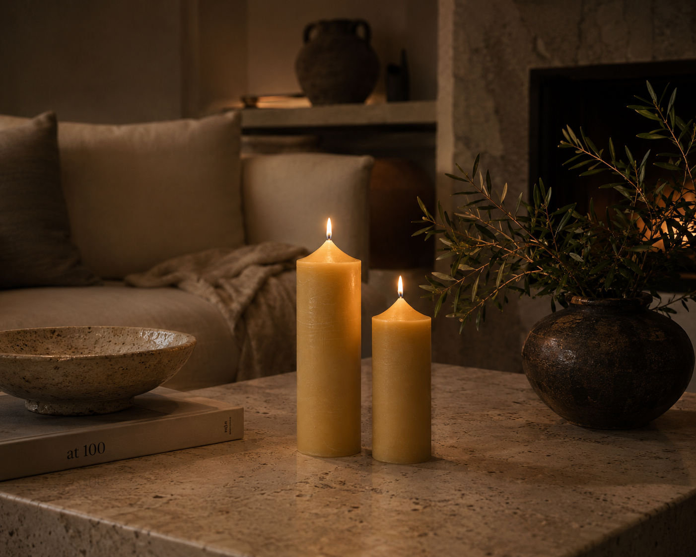 Lulu Beeswax Pillar Candle | LOVE ALLY
